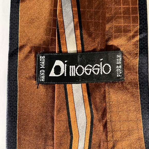 DI MOGGIO Mens Vintage Black & Brown Abstract Pattern 60" Neck Tie - Picture 3 of 7
